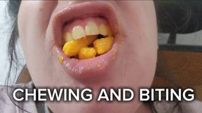 Extreme Biting and Chewing Close-Up – Loud Crunchy Food Sounds in Mouth Fetish Eating POV