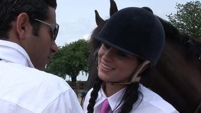 jodie james greets a man and then takes him aside for some hardcore action