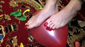 balloon scratching and popping with long red toenails and high heels - full clip - (1280x720*mp4)