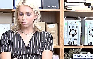 Security guard strips blonde teen babe naked then fucks her