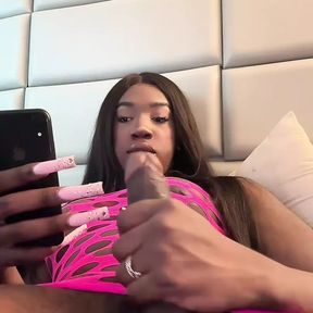 Black trans girl jerking off shoots a huge load