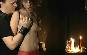 Sexy dressed slave dominated in ropes for a submission foreplay with tina blade