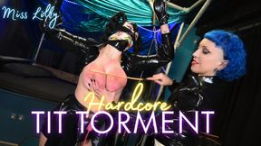 Miss Lilly gives a HARDCORE TIT TORMENT to her Rubber Doll