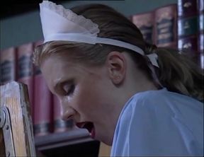 Black and white maid ass fucking in the library