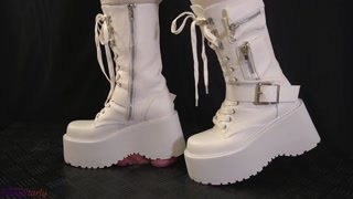 Friend's Sister Crushing Cock and Balls in Giant Platform Boots with Extreme Sole Tread - Shoejob