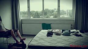 ”Femdom foot worship by good slave”