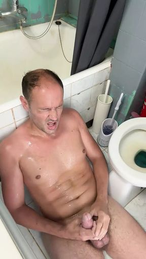 Piss and cum in the bathroom