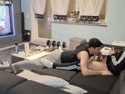 My boy surprised me with a nice blowjob while I was gaming and I shot my cum in his mouth