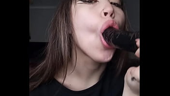 Horny petite teen with small ass hole with a big dildo