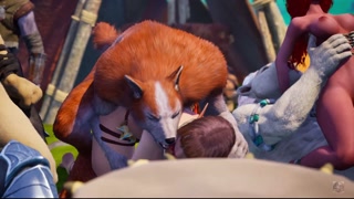 Orgy with Furry Werewolf, Tiger and Lion fucks elf and succubus and Tiger girl