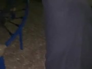 Weak twink on monkey bars while sagging pants