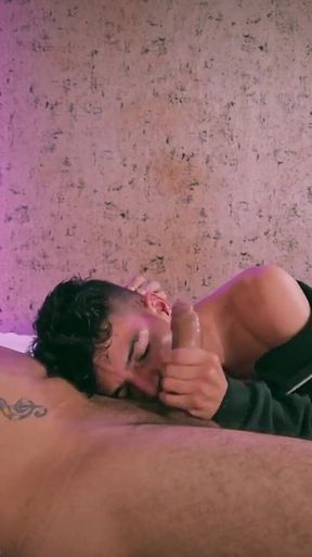 Sexy Twink Andres Zp Passionately Sucking Camilo Brown's Big Uncut Stepdaddy Cock