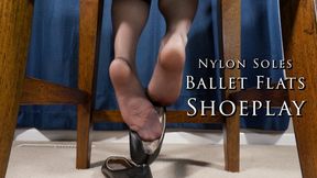 Nylon Soles Footplay Ballet Flats Shoeplay Pantyhose Under Chair - Kylie Jacobsx - MP4 1080p HD