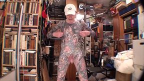 Horny Tattoeed Male Stripper Leeharper Pinnomen Masturbates Full Face and Out of His Rigid Fuckstick He Will Spread His Glossy Tattoo Man Cream !