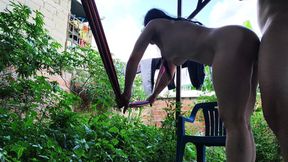 I Take Care of My Step-stepbrother's Delicious, Tasty Ass or Anus; He Gives Me a Quick Fuck in the Yard