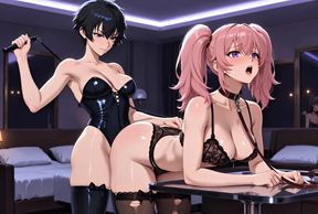 "Hentai Yuri Lesbian BDSM Domination - Mistress Rina Fucks Submissive Yumi to Massive Squirting Orgasms