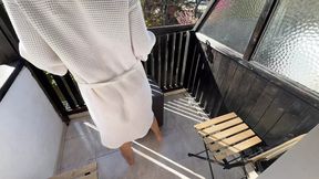 Big load on the public balcony