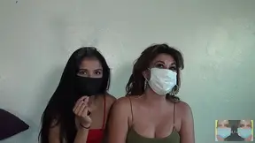 EXPERIENCED LADY nurse smokes and flutters lashes in a mask