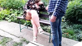 I took my dick out in front of my mother-in-law and cume on her bare legs