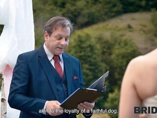 BRIDE4K. Hawt bride with natural titties is having a kinky sex with a groom clothed up as a hound