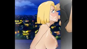 Android 18 Throat Fucked Balls Deep by a Big Thick Cock with Her Face Soaked in Cum Right in Front of Her Husband