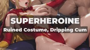 SUPERHEROINE - Ruined Costume, Dripping Cum - Flamebird's Defeat in the Penthouse - Pinned down, costume torn, and fucked senseless by the villain who finally broke me