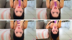 Solo Deepthroating Purple Dildo Upside Down_MP4 4K