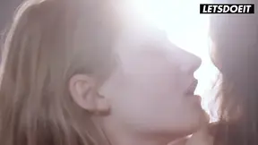 Platinum Blonde Kitchen Sex Goddess Tribbed and Railed by Two Hot Tattooed Girls