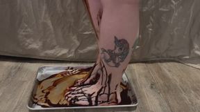 Covering my feet in thick chocolate syrup