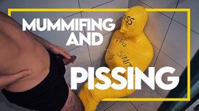 Mummification & Pissing (1080p) Gay Bondage - Gay Domination - Mummified - Tape Bondage - Piss - Toilet - Bathroom - Shower - BDSM
