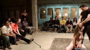 ”Bound bitch gets facial in public”