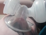 Busty redhead hucow tit play and dry milking