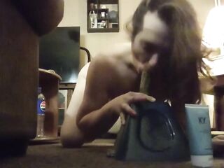 SEXY TS TRANSWOMEN HOME ALONE, RIDES EBONY SEX-TOY AND EATS HER CUM !!!