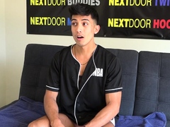 Amateur sexy stud jerks cock on casting