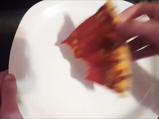 POV PIZZA SLICE DEMOLISHING ASMR WITH WHOLESOME ENDING.