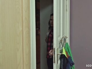 German step-sister Marie caught step-bro masturbating