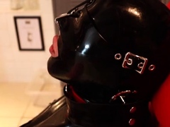 dominatrixvera dungeon session with rubber piggy