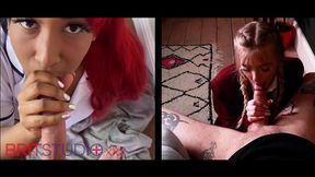 Blonde British bimbos gobble cocks like champs in X-rated oral&#x1F61C; race