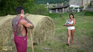 Latina cuckold fucks her farmer outdoors before her husband arrives - Mariana Martix