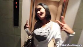 Small-tit Pinay ground on by a huge foreign dick