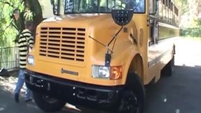 Blonde Babe Stretched Wide in Sloppy Bus Fuck Fest