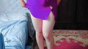 Big Butt Booty Slut Crossdresser Sissy Gay White Ass Purple Sexy Dress