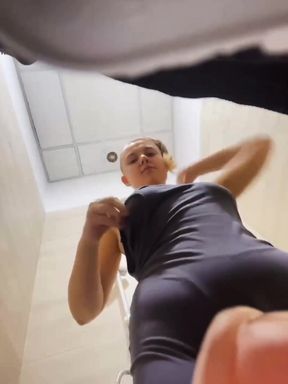 Squirting and Ride the Dick in the Public Bathroom