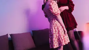 Stepmonster shows off with a strap-on at home