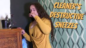 Cleaners Sneezing Destruction - full video on ClaudiaKink ManyVids!