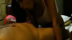 Perky Indian girlfriend is polishing her BF's hard dick in POV