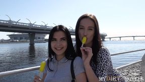 ”Brunette lured into anal fuck with stepmom & her Boyfriend”