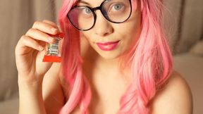 I chew gum and blow gum, then show my big tits and look at you ignore while I chew the gum.