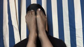 Foot worship and toe licking while against the wall - slave lick sweaty nylon feet after gym