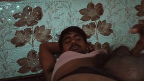 Massage of a big penis with black hair